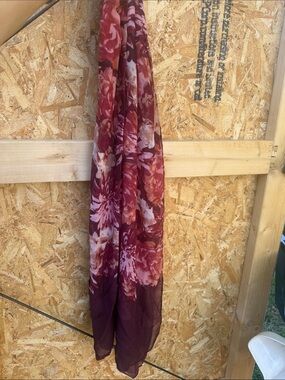 Floral Ombre Lightweight Scarf - Burgundy & Pink